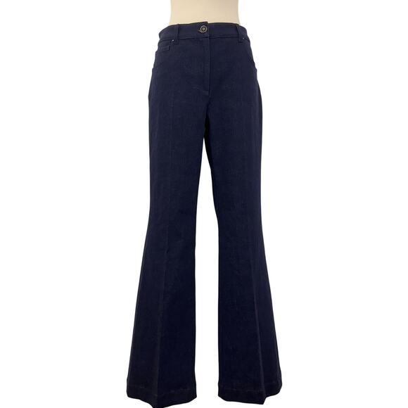 Giorgio Armani High Waisted Five Pockets Flare Leg Jeans Dark DenimFit US10